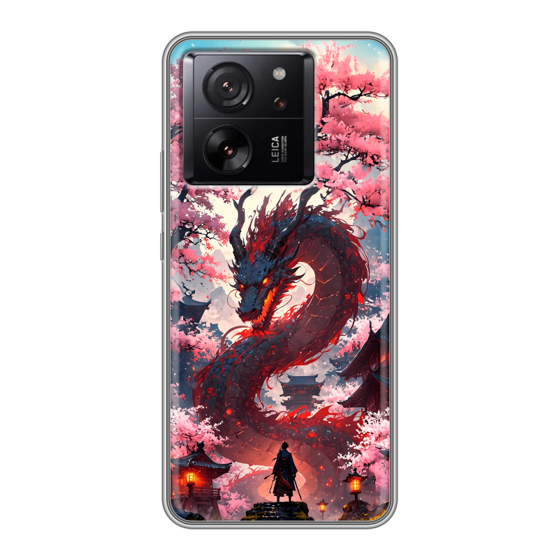 Силиконовый чехол на Xiaomi 13T с принтом Дракон Японский Силиконовый чехол на Xiaomi 13T с принтом Дракон Японский