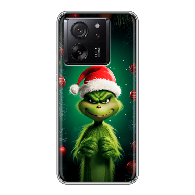 Силиконовый чехол на Xiaomi 13T с принтом Гринч Новый год Рождество Силиконовый чехол на Xiaomi 13T с принтом Гринч Новый год Рождество