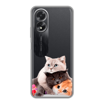 Силиконовый чехол на OPPO A38 4G с принтом Кошки Силиконовый чехол на OPPO A38 4G с принтом Кошки