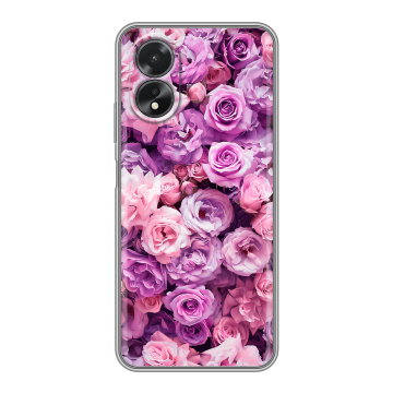 Силиконовый чехол на OPPO A38 4G с принтом лавандовые розы Силиконовый чехол на OPPO A38 4G с принтом лавандовые розы