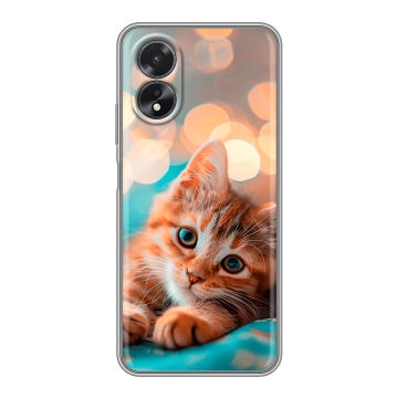 Силиконовый чехол на OPPO A38 4G с принтом котик Силиконовый чехол на OPPO A38 4G с принтом котик