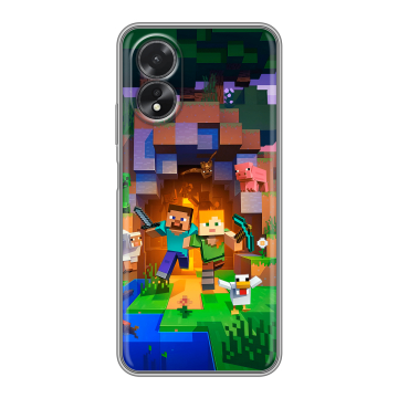 Силиконовый чехол на OPPO A38 4G с принтом Майнкрафт Minecraft Силиконовый чехол на OPPO A38 4G с принтом Майнкрафт Minecraft