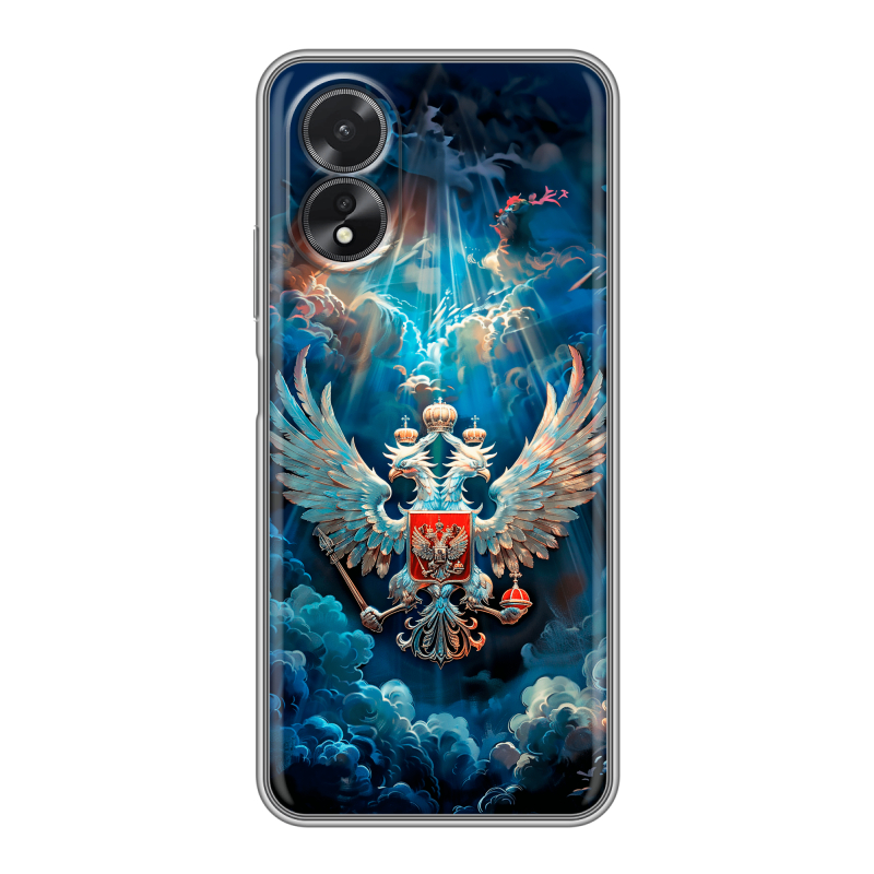 Силиконовый чехол на OPPO A38 4G с принтом Герб флаг России Силиконовый чехол на OPPO A38 4G с принтом Герб флаг России