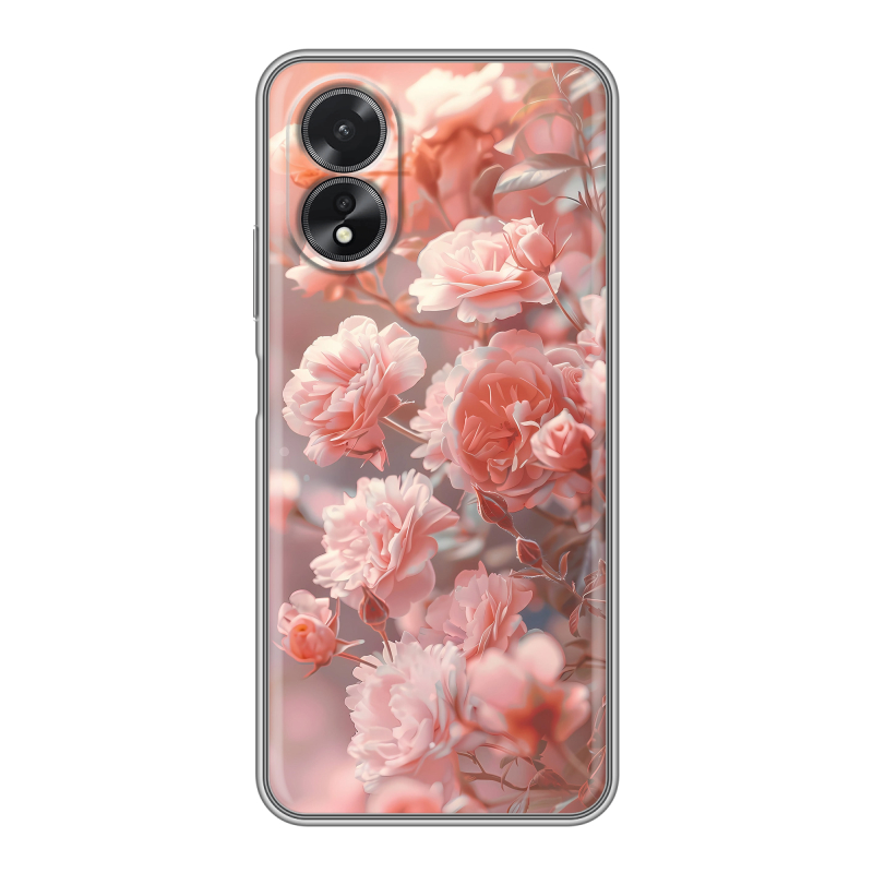 Силиконовый чехол на OPPO A38 4G с принтом Розовые розы Силиконовый чехол на OPPO A38 4G с принтом Розовые розы