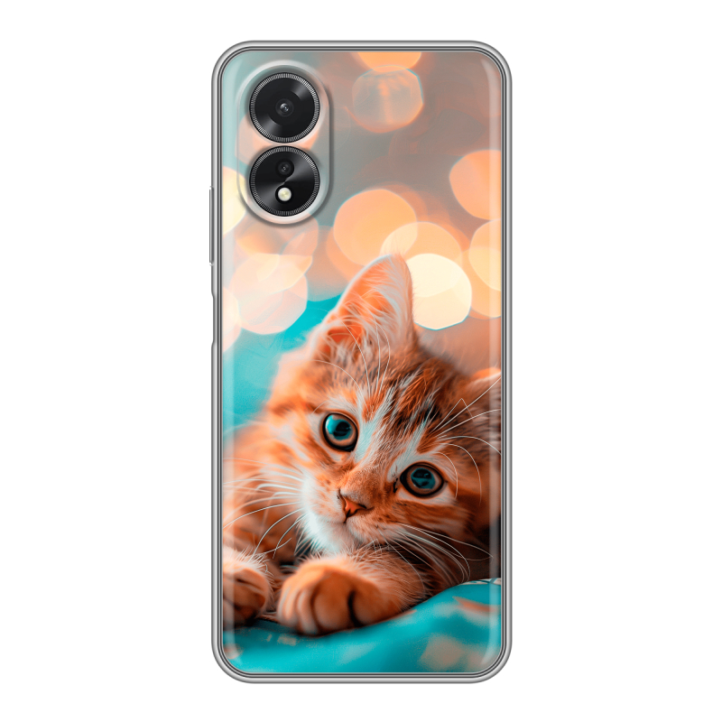 Силиконовый чехол на OPPO A38 4G с принтом котик Силиконовый чехол на OPPO A38 4G с принтом котик