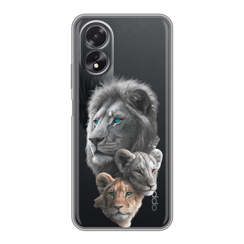 Силиконовый чехол на OPPO A38 4G с принтом Львы Силиконовый чехол на OPPO A38 4G с принтом Львы