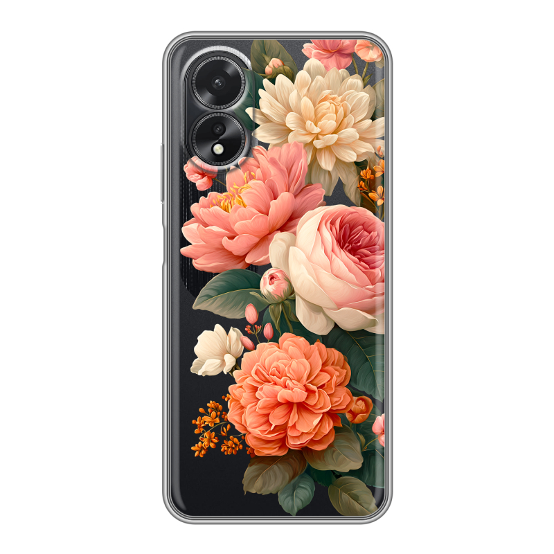 Силиконовый чехол на OPPO A38 4G с принтом цветы Силиконовый чехол на OPPO A38 4G с принтом цветы