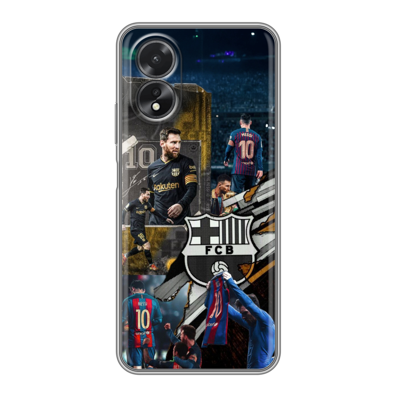 Силиконовый чехол на OPPO A38 4G с принтом Messi Barcelona Силиконовый чехол на OPPO A38 4G с принтом Messi Barcelona