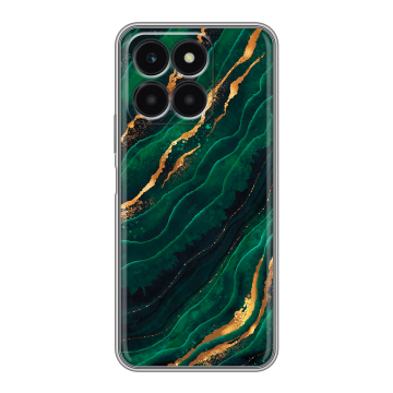 Силиконовый чехол на Huawei Honor X6a с принтом Мрамор зеленое золото Силиконовый чехол на Huawei Honor X6a с принтом Мрамор зеленое золото