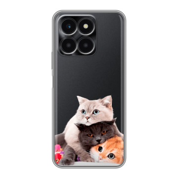 Силиконовый чехол на Huawei Honor X6a с принтом Кошки Силиконовый чехол на Huawei Honor X6a с принтом Кошки