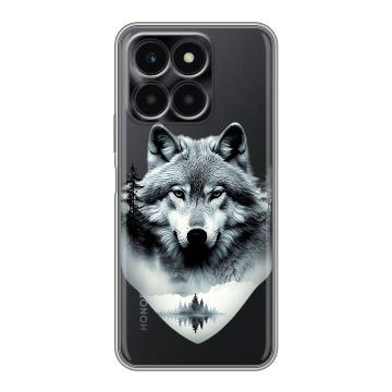 Силиконовый чехол на Huawei Honor X6a с принтом Волк в лесу