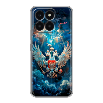 Силиконовый чехол на Huawei Honor X6a с принтом Герб флаг России