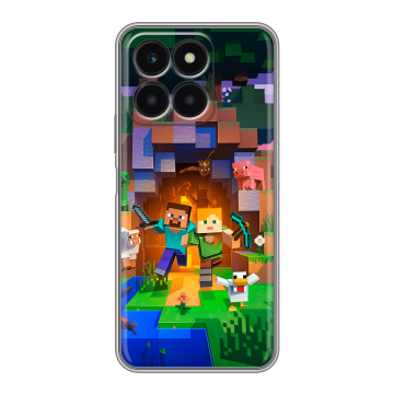 Силиконовый чехол на Huawei Honor X6a с принтом Майнкрафт Minecraft