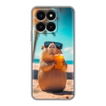 Силиконовый чехол на Huawei Honor X6a с принтом Капибара Силиконовый чехол на Huawei Honor X6a с принтом Капибара