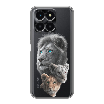 Силиконовый чехол на Huawei Honor X6a с принтом Львы Силиконовый чехол на Huawei Honor X6a с принтом Львы