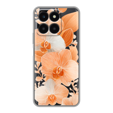Силиконовый чехол на Huawei Honor X6a с принтом Бежевые цветы Силиконовый чехол на Huawei Honor X6a с принтом Бежевые цветы