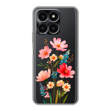 Силиконовый чехол на Huawei Honor X6a с принтом Цветы Силиконовый чехол на Huawei Honor X6a с принтом Цветы