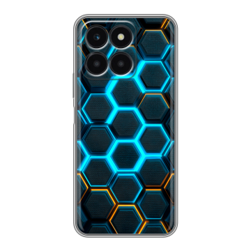Силиконовый чехол на Huawei Honor X6a с принтом Неоновые соты Силиконовый чехол на Huawei Honor X6a с принтом Неоновые соты