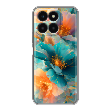 Силиконовый чехол на Huawei Honor X6a с принтом Цветы Силиконовый чехол на Huawei Honor X6a с принтом Цветы