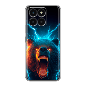 Силиконовый чехол на Huawei Honor X6a с принтом Медведь Силиконовый чехол на Huawei Honor X6a с принтом Медведь