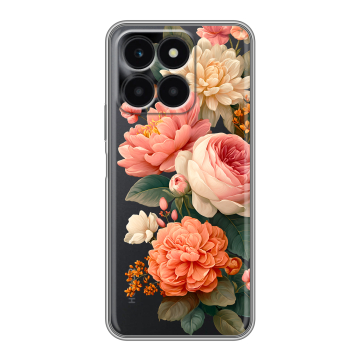 Силиконовый чехол на Huawei Honor X6a с принтом цветы Силиконовый чехол на Huawei Honor X6a с принтом цветы