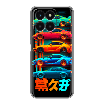Силиконовый чехол на Huawei Honor X6a с принтом машины тачки Силиконовый чехол на Huawei Honor X6a с принтом машины тачки