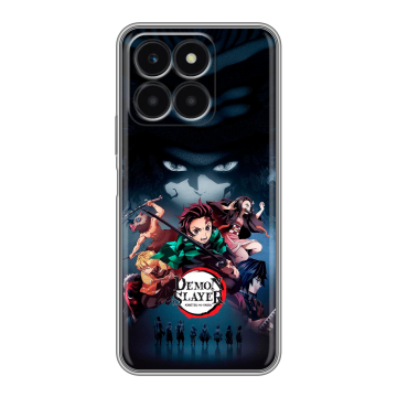 Силиконовый чехол на Huawei Honor X6a с принтом Demon Slayer Клинок рассекающий демонов Силиконовый чехол на Huawei Honor X6a с принтом Demon Slayer Клинок рассекающий демонов