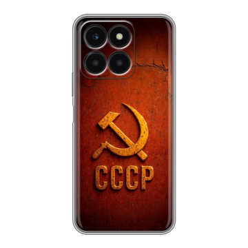 Силиконовый чехол на Huawei Honor X6a с принтом Флаг Герб СССР Силиконовый чехол на Huawei Honor X6a с принтом Флаг Герб СССР
