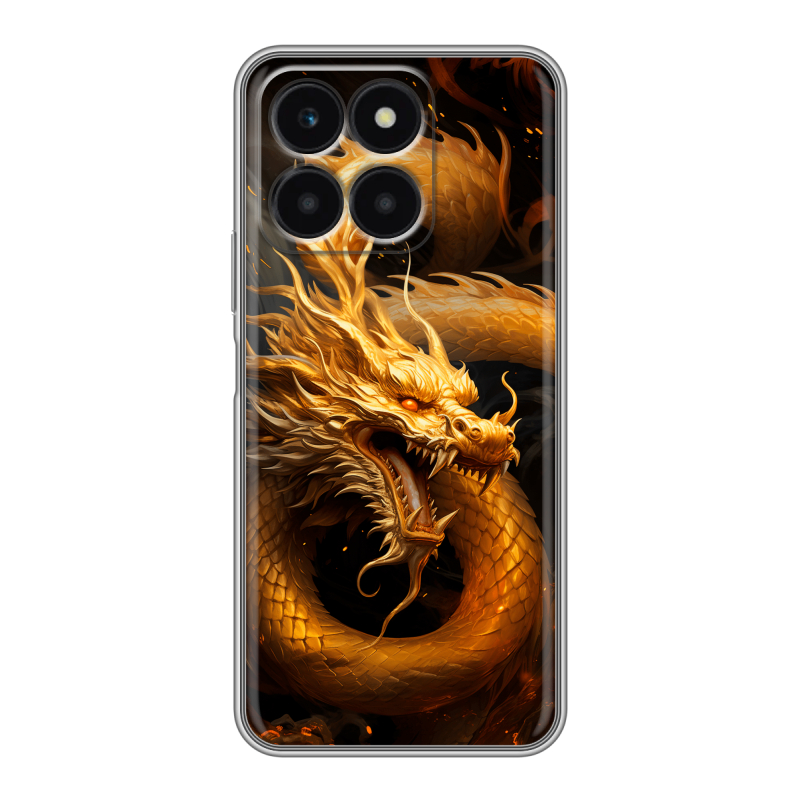 Силиконовый чехол на Huawei Honor X6a с принтом Золотой дракон Силиконовый чехол на Huawei Honor X6a с принтом Золотой дракон