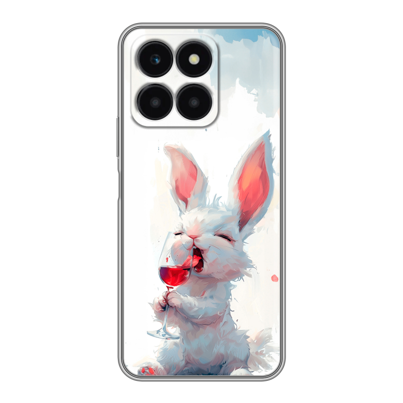 Силиконовый чехол на Huawei Honor X6a с принтом кролик зайчик Силиконовый чехол на Huawei Honor X6a с принтом кролик зайчик
