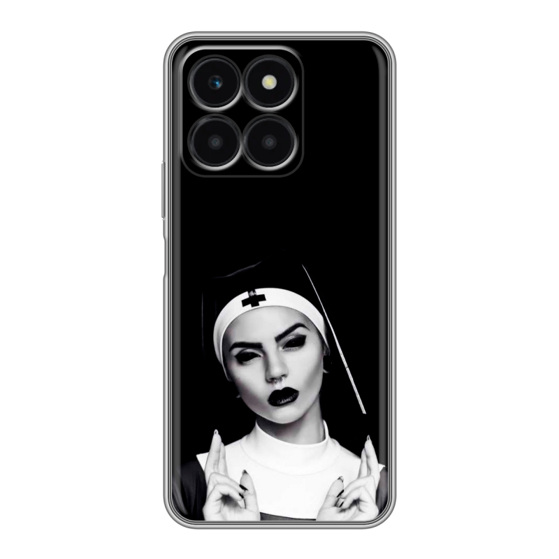 Силиконовый чехол на Huawei Honor X6a с принтом монашка Силиконовый чехол на Huawei Honor X6a с принтом монашка