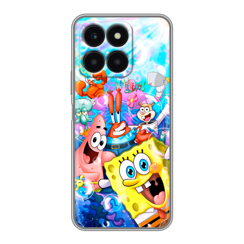 Силиконовый чехол на Huawei Honor X6a с принтом спанчбоб спанч боб Силиконовый чехол на Huawei Honor X6a с принтом спанчбоб спанч боб