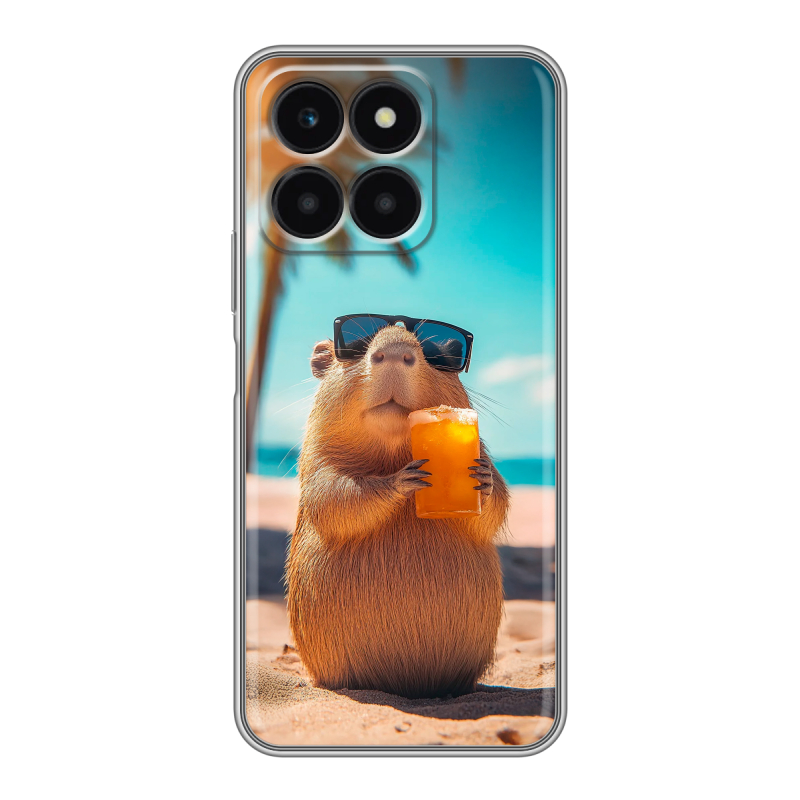 Силиконовый чехол на Huawei Honor X6a с принтом Капибара Силиконовый чехол на Huawei Honor X6a с принтом Капибара