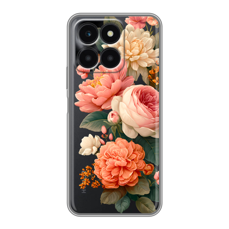 Силиконовый чехол на Huawei Honor X6a с принтом цветы Силиконовый чехол на Huawei Honor X6a с принтом цветы