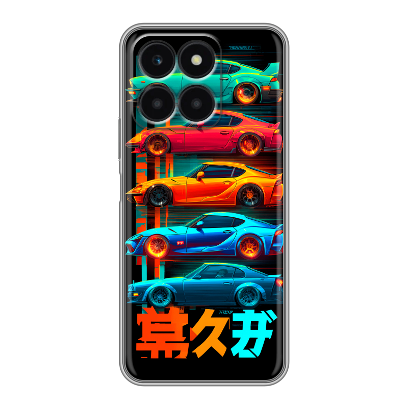 Силиконовый чехол на Huawei Honor X6a с принтом машины тачки Силиконовый чехол на Huawei Honor X6a с принтом машины тачки