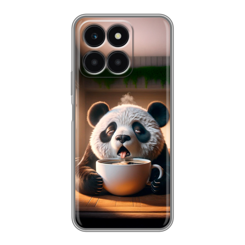 Силиконовый чехол на Huawei Honor X6a с принтом смешная панда Силиконовый чехол на Huawei Honor X6a с принтом смешная панда