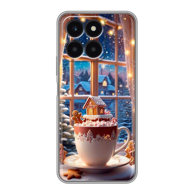 Силиконовый чехол на Huawei Honor X6a с принтом Новый год Силиконовый чехол на Huawei Honor X6a с принтом Новый год