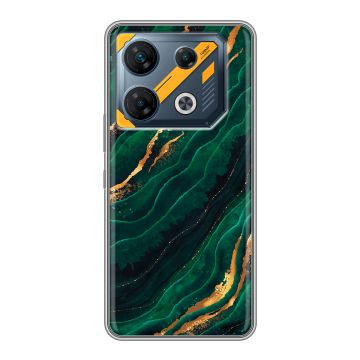 Силиконовый чехол на Infinix GT 10 Pro с принтом Мрамор зеленое золото