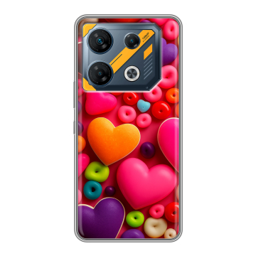 Силиконовый чехол на Infinix GT 10 Pro с принтом Сердечки