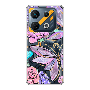 Силиконовый чехол на Infinix GT 10 Pro с принтом Бабочки и цветы