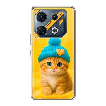 Силиконовый чехол на Infinix GT 10 Pro с принтом Котенок в шапке