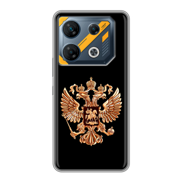 Силиконовый чехол на Infinix GT 10 Pro с принтом Герб России золотой Силиконовый чехол на Infinix GT 10 Pro с принтом Герб России золотой