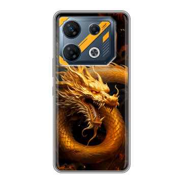 Силиконовый чехол на Infinix GT 10 Pro с принтом Золотой дракон Силиконовый чехол на Infinix GT 10 Pro с принтом Золотой дракон