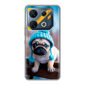 Силиконовый чехол на Infinix GT 10 Pro с принтом Мопс в шапке