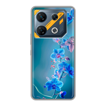 Силиконовый чехол на Infinix GT 10 Pro с принтом Голубые цветы