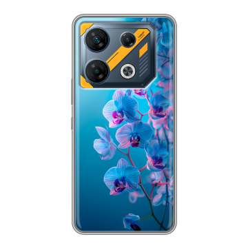 Силиконовый чехол на Infinix GT 10 Pro с принтом голубые орхидеи