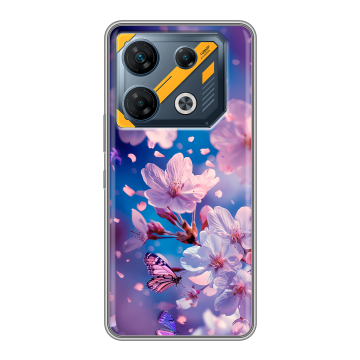 Силиконовый чехол на Infinix GT 10 Pro с принтом цветы бабочки