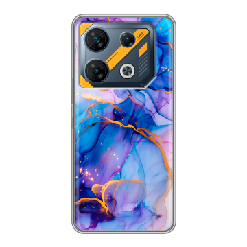 Силиконовый чехол на Infinix GT 10 Pro с принтом синий мрамор