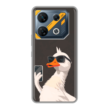 Силиконовый чехол на Infinix GT 10 Pro с принтом утка в очках