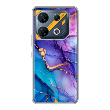 Силиконовый чехол на Infinix GT 10 Pro с принтом синий мрамор